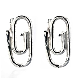Silver Polished Paper Clip Earrings