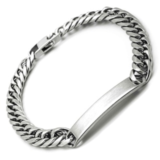 Slim Matt Stainless Steel Identity Bracelet