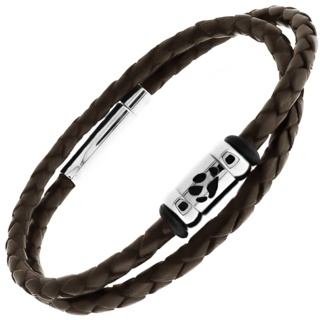 Personalised Paw Print Double Wrap Brown Leather Bracelet