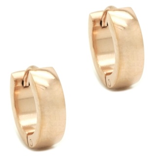 Stainless Steel Rose Gold Dome Huggie Earrings 