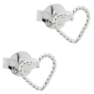 Braided Silver Heart Stud Earrings