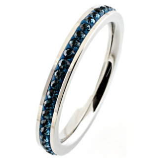 Royal Blue Steel Cubic Zirconia Crystal Stacking Ring