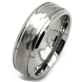 Hammered Two Tone Titanium Ring