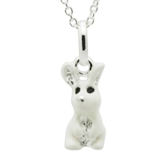 Children's Silver & Enamel White Rabbit Necklace