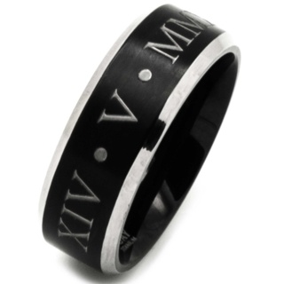 Custom Date 8mm Black Titanium Ring