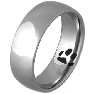 Dome Polished Titanium Ring with Secret Personalised Paw Print