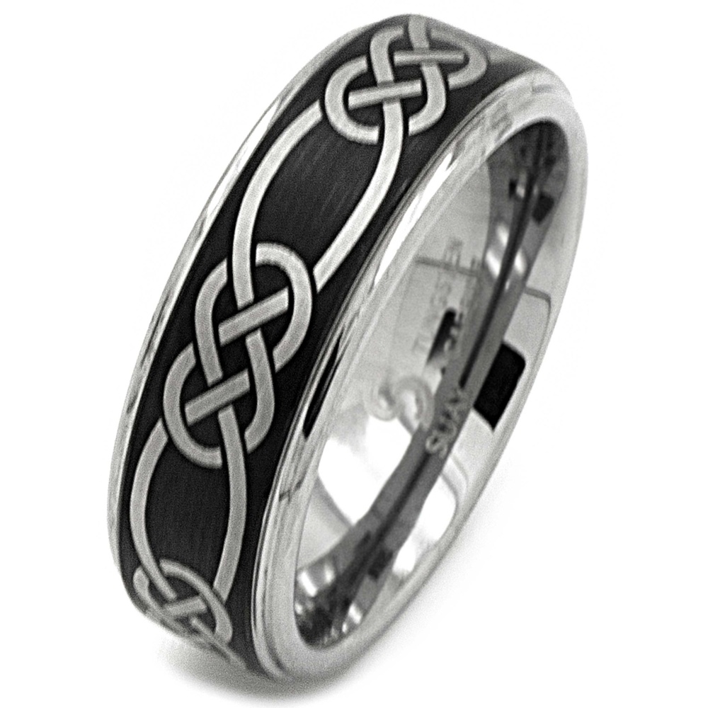 8mm Black Celtic Tungsten Carbide Ring | Tungsten Rings | Suay Design