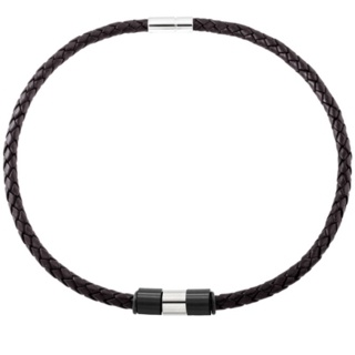 6mm Woven Brown Leather Necklace with Multi Coloured Titanium Beads