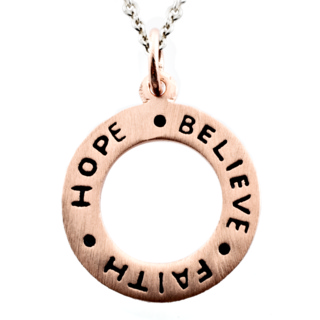 Rose Gold Hope Believe Faith Charm Necklace