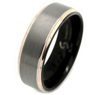 Tungsten Carbide Ring with Rose Gold Shoulders