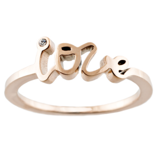 Rose Gold Steel Love Ring with Crystal
