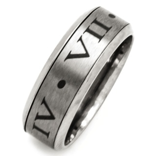 Personalised Roman Numeral Titanium Spinning Ring