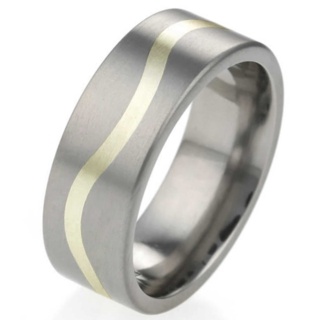 8mm Titanium Ring with Yellow Gold Inlay