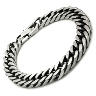 Dual Finish Stainless Steel Chain Bracelet