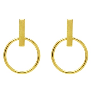 Gold Hoop and Bar Stud Earrings