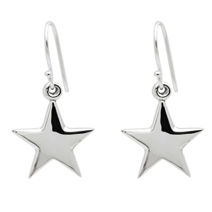 Ladies 925 silver star design long drop earrings jewellery dress present gift 