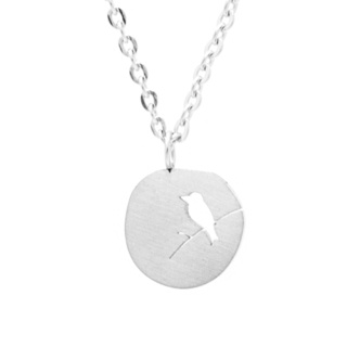 Silver Plated Circular bird Necklace