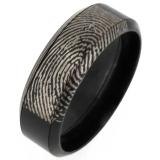 Black Titanium Spinner Fingerprint Ring