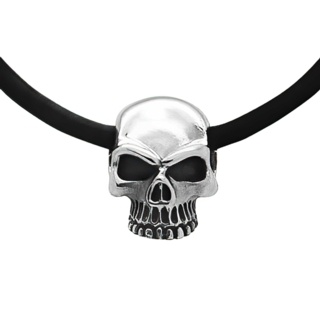 925 Silver Skull Black Leather Necklace