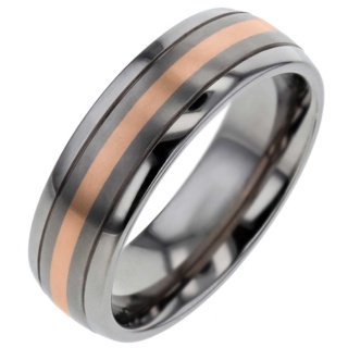 Rose Gold Inlaid Titanium Ring