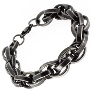 Antique Oval Stainless Steel Link Bracelet