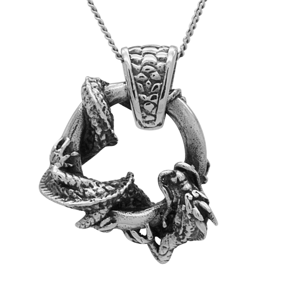 925 Silver Circular Dragon Pendant | Steel, Silver & Ceramic | Suay Design