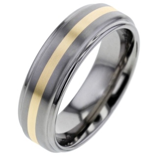 Titanium Wedding Ring with Yellow Gold Inlay
