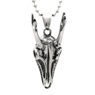 Stainless Steel Stag's Head Skull Necklace