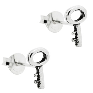 Mini Silver Key Earrings