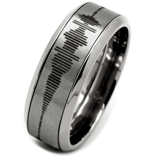 Personalised Sound Wave Titanium Spinner Ring
