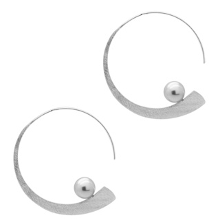 Circular Satin 925 Silver Hoop Swarovki Crystal Pearl Earrings