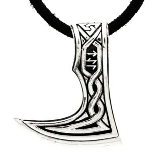 Silver Viking Axe Leather Necklace