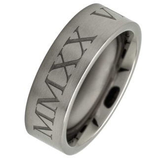 Personalised Roman Numeral Satin Titanium ring