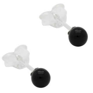 Small Silver Black Pearl 4mm Earrings 