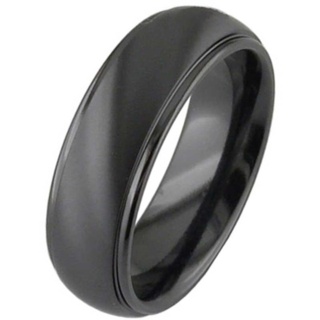 Dome Profile Black Zirconium Wedding Ring 