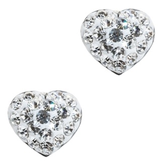 Silver Crystal Heart Earrings