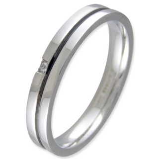 Stand Cubic Zirconia & Steel Ring