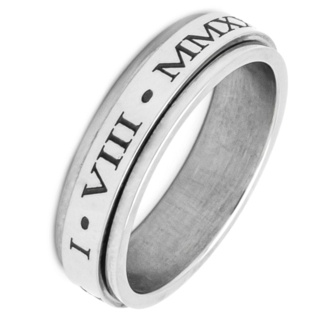 Personalised Roman Numeral Stainless Steel Spinning Ring