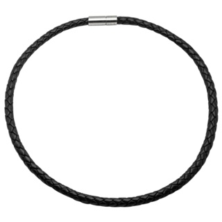 Black Woven 5mm Leather Necklace