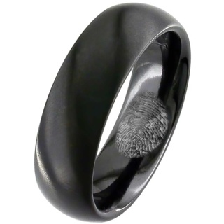 Black Zirconium Wedding Ring with Secret Fingerprint 
