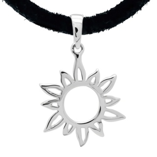 925 Silver Sun Leather Necklace