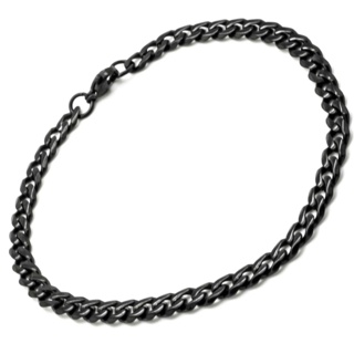 Black Stainless Steel 7mm Flat curb Chain Bracelet