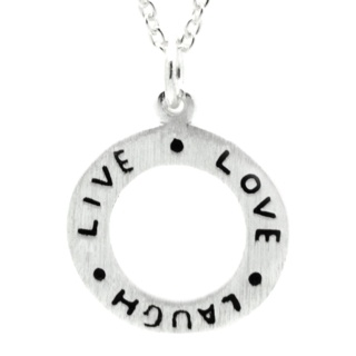 Silver Live Love Laugh Charm Necklace