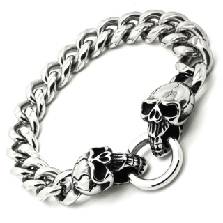 Bold Stainless Steel Skull Bracelet
