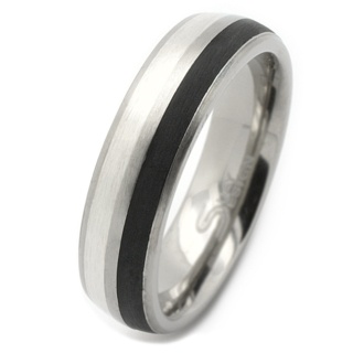 7mm Titanium Silver Inlaid Wedding Ring Band