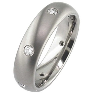 Dome Profile Diamond Set Titanium Wedding Ring