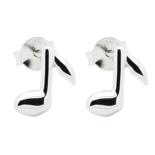 Silver Music Note Stud Earrings