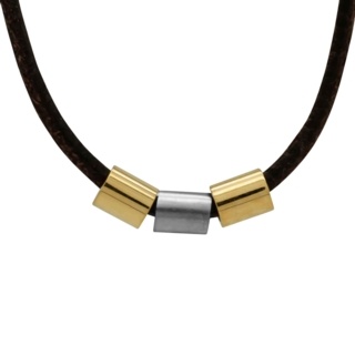 Gold & Titanium beads Leather Necklace
