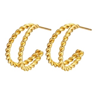 Gold Twisted Stainless Steel Hoop Earrings