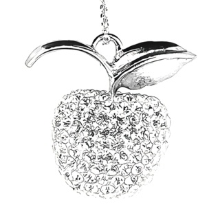 Silver Crystal Apple Necklace